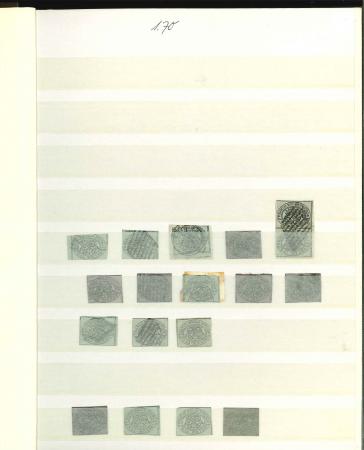 Stamp of Italian States » Papal States 1852 issue collection in a stockbook with about 260 examples of this First Issue of the Stato Pontificio