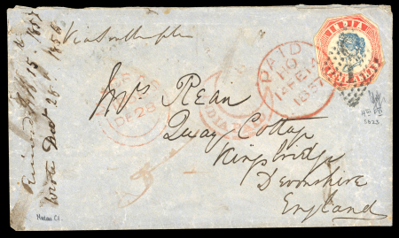 Stamp of India » 1854 Lithographs 1856-57 cover bearing 4a cut to shape Head Die III