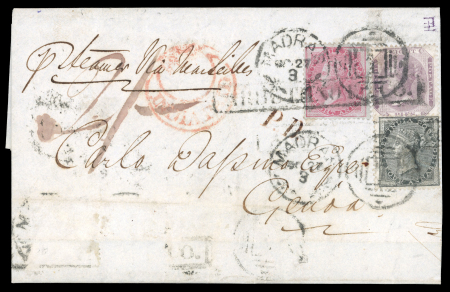 Stamp of India » 1855-1946 De La Rue and later Crown Colony Issues 1855-58 De La Rue Covers & 1872 Registered Cover to