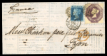 Stamp of Great Britain » 1847-54 Embossed 1856 Printed prices current sent from London to France with 1847-54 6d Embossed and 1854-57 2d blue, and 1849 part cover from Liverpool to USA with 1s green Embossed