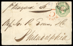 Stamp of Great Britain » 1847-54 Embossed 1856 Printed prices current sent from London to France with 1847-54 6d Embossed and 1854-57 2d blue, and 1849 part cover from Liverpool to USA with 1s green Embossed