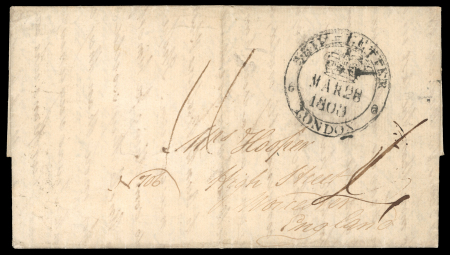 Stamp of India » Postal History Early Stampless Covers Group (4), c. 1800s. A scarce