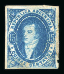 Stamp of Argentina » General issues 1865 Rivadavia 1867 No Wmk imperf 5c and 15c unused