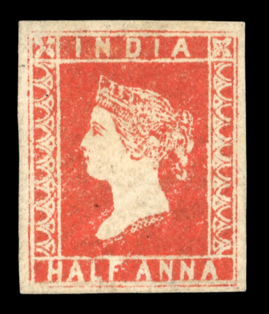 Stamp of India » 1854 Lithographs 1854 1/2a Vermillion 9.5 arches stamp with clear margins