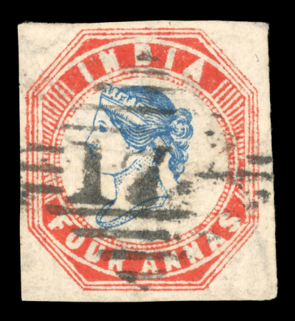 Stamp of India » 1854 Lithographs 1854 4a blue and red Head Die III and Frame Die II