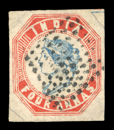 Stamp of India » 1854 Lithographs 1854 4a Blue and red Head ie III and Frame die II Fourth