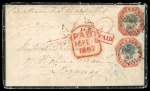 Stamp of India » 1854 Lithographs 16 Feb 1857 mourning cover bearing 4a Blue red Head