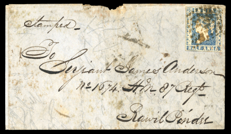 Stamp of India » 1854 Lithographs 10 Nov 1855 cover with 1/2a Blue (SG8a) 1854 lithograph