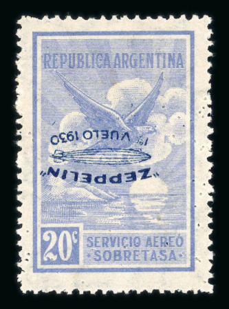 Stamp of Argentina » Airmails / Air Post Argentina airmails 1930 Zeppelin inverted ovpts