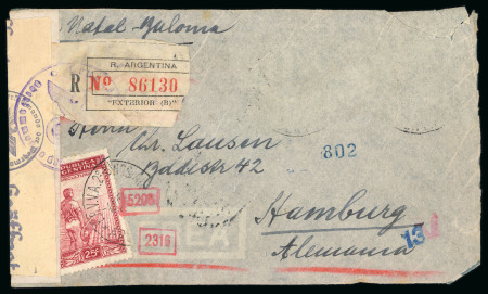 Stamp of Argentina » Airmails / Air Post Crash Mail: 1943  registered airmail cover to Hamburg,