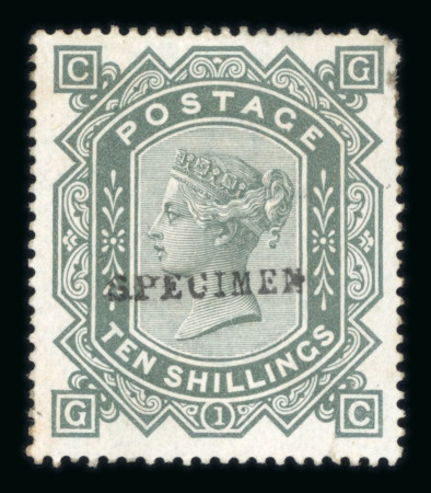 Stamp of Great Britain » 1855-1900 Surface Printed » 1867-83 High Values 1867-83 Anchor 10/- grey-green on blued paper mint,