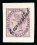 Stamp of Great Britain » 1855-1900 Surface Printed » 1880-81 Provisional Issue and 1881 1d Lilac 1881 1d lilac affixed to card with CANCELLED diagonally