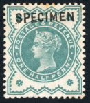 Stamp of Great Britain » 1855-1900 Surface Printed » 1887-1900 Jubilee Issue & 1891 £1 Green 1887-92 Jubilee 1/2d blue-green and 10d dull purple and carmine and 1/- green and carmine (both fine) mint all with "SPECIMEN" type 15
