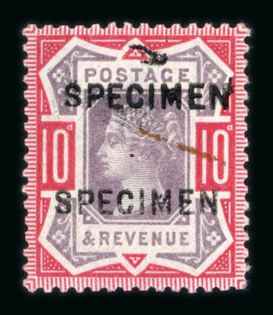 Stamp of Great Britain » 1855-1900 Surface Printed » 1887-1900 Jubilee Issue & 1891 £1 Green 1887-92 Jubilee 10d dull purple and carmine mint o.g.