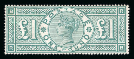 Stamp of Great Britain » 1855-1900 Surface Printed » 1887-1900 Jubilee Issue & 1891 £1 Green 1887-92 £1 green mint with large part o.g., fine and