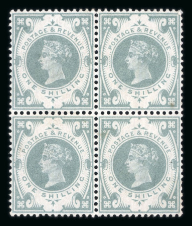 Stamp of Great Britain » 1855-1900 Surface Printed » 1887-1900 Jubilee Issue & 1891 £1 Green 1887-92 Jubilee set of 14 values to 1s green (superb colour) in mint n.h. blocks of four