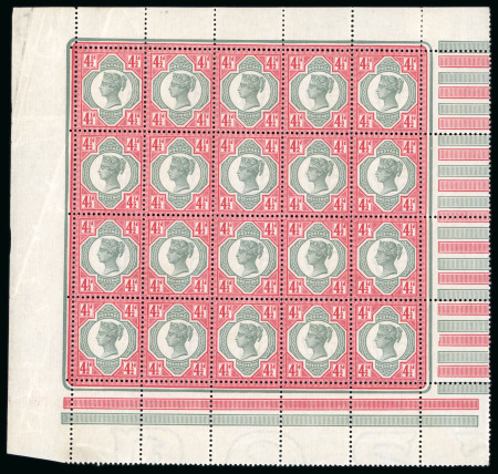 Stamp of Great Britain » 1855-1900 Surface Printed » 1887-1900 Jubilee Issue & 1891 £1 Green 1887-92 Jubilee 4 1/2d green and carmine in complete