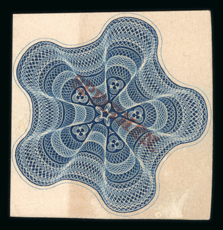 Stamp of Great Britain » 1839 Treasury Competition 1839 Treasury Essay Printer's Sample in blue optd.