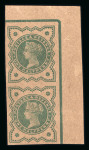 Stamp of Great Britain » 1855-1900 Surface Printed » 1887-1900 Jubilee Issue & 1891 £1 Green 1887-92 Jubilee 3d Plate Proof in black on green and