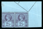 Stamp of Great Britain » 1855-1900 Surface Printed » 1887-1900 Jubilee Issue & 1891 £1 Green 1887-92 Jubilee 2 1/2d purple on blue MNH with a striking