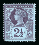 Stamp of Great Britain » 1855-1900 Surface Printed » 1887-1900 Jubilee Issue & 1891 £1 Green 1887-92 Jubilee 2 1/2d purple on blue MNH with a striking