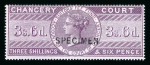Stamp of Great Britain » Revenues Chancery Court: 1855-67 unissued 3/6d purple with "SPECIMEN" type 6 overprint, mint o.g.
