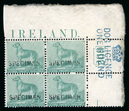 Stamp of Ireland » Revenues & Fiscals Dog Licence: 1865 20/- green in upper right corner