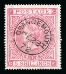 Stamp of Great Britain » 1855-1900 Surface Printed » 1867-83 High Values 1867-83 5/- rose pl.1 used with crisply struck Grangemouth