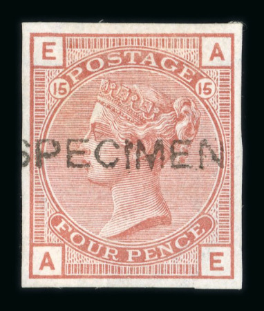 Stamp of Great Britain » 1855-1900 Surface Printed » 1873-80 Large Coloured Corner Letters 1873-80 Large Garter 4d pl.15 Colour Trials imperforate