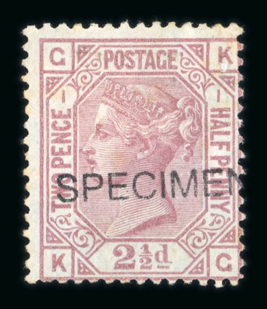 Stamp of Great Britain » 1855-1900 Surface Printed » 1873-80 Large Coloured Corner Letters 1873 2 1/2d rosy auve pl.1 on blued paper mint part