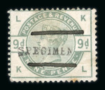 Stamp of Great Britain » Collections Specimens: 1857-83 unusual group of seven QV issues optd. SPECIMEN