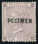 Stamp of Great Britain » Collections Specimens: 1857-83 unusual group of seven QV issues optd. SPECIMEN