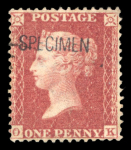 Stamp of Great Britain » Collections 1841-83 small group of seven mint on a page each optd. SPECIMEN, the Crown Colonies types