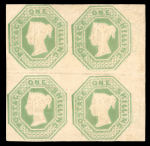 Great Britain, 1847, 1s pale green, die I, unused block
