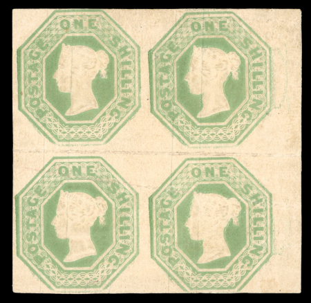 Great Britain, 1847, 1s pale green, die I, unused block