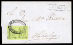 Stamp of Mexico » 1856-61 "Hidalgo" Issues Chihuahua 1r pair tied  to 1863 (Aug 15) entire to Hidalgo by very good strike of the oval "ADMON. PREAL DE CORREOS / DE CHIUAHUA"