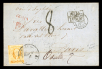 Stamp of Mexico » 1856-61 "Hidalgo" Issues Veracruz 1r on wrapper to France tied by "FRANQUEADO / VERA-CRUZ" cds (Schatzkes 1749), sent via the British Post Office 