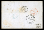 Stamp of Mexico » 1856-61 "Hidalgo" Issues Veracruz 1r on wrapper to France tied by "FRANQUEADO / VERA-CRUZ" cds (Schatzkes 1749), sent via the British Post Office 
