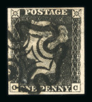 Stamp of Great Britain » 1840 1d Black and 1d Red plates 1a to 11 Collection: Group of 33 unplated penny blacks (incl. 1 pair) and 3 twopenny blues