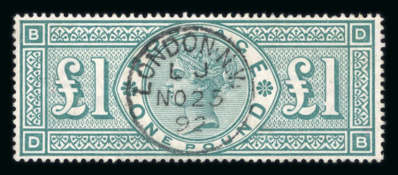 Stamp of Great Britain » 1855-1900 Surface Printed » 1887-1900 Jubilee Issue & 1891 £1 Green GB 1891 £1 green BD with neat and central London cds