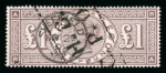 Stamp of Great Britain » 1855-1900 Surface Printed » 1883-84 & 1888 High Values 1884 wmk Orbs £1 brown-lilac RA with Sheffield cds