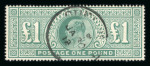 Stamp of Great Britain » King Edward VII » 1902-10 De La Rue Issues GB 1902-10 £1 green with central Guernsey JA 20 12 cds