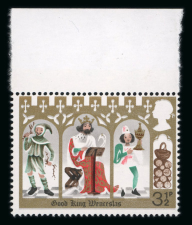 Stamp of Great Britain » Queen Elizabeth II GB 1973 Christmas 3 1/2p with blue & rosy mauve omitted (robe at right), mint n.h.
