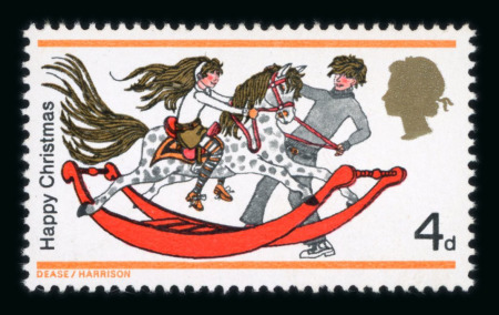 Stamp of Great Britain » Queen Elizabeth II GB 1968 Christmas 4d with ultramarine omitted variety (girl's jumper), mint n.h.