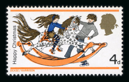 Stamp of Great Britain » Queen Elizabeth II GB 1968 Christmas 4d with vermilion omitted variety (rocking horse & faces), mint n.h.