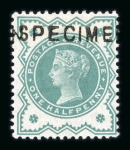 Stamp of Great Britain » 1855-1900 Surface Printed » 1887-1900 Jubilee Issue & 1891 £1 Green GB 1900 1/2d blue-green with "SPECIMEN" type 11 overprint, mint o.g.