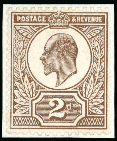 Stamp of Great Britain » King Edward VII » 1902-10 De La Rue Issues 1909 2d. brown on white paper watermarked Crown, affixed