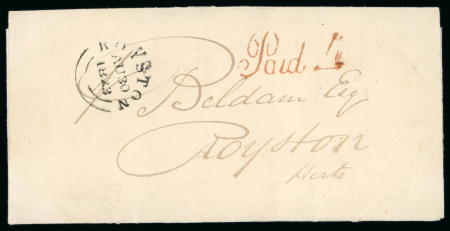 Stamp of Great Britain » Postal History Uniform Penny Post. 1843 (Aug 30) large part wrapper from Waltham Cross bearing a fine strike of the "Paid 4" handstamp 