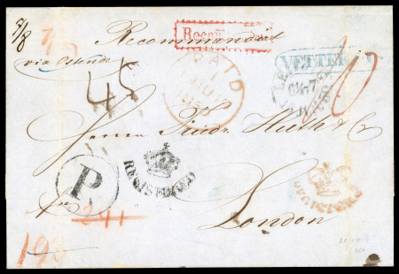 Stamp of Great Britain » Postal History 1850 Incoming wrapper from Saxony to London, sent registered with "Recomandirt" handstamp