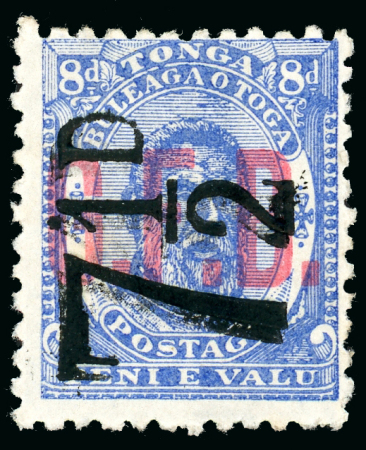 Stamp of Tonga Officials. 1893 7 ½d. sideways surcharge (Type O2)